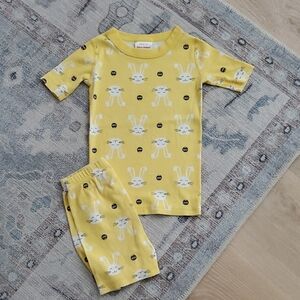 Hanna Andersson Hanna Andersson Organic Yellow Bunny Pajama Set Sz5